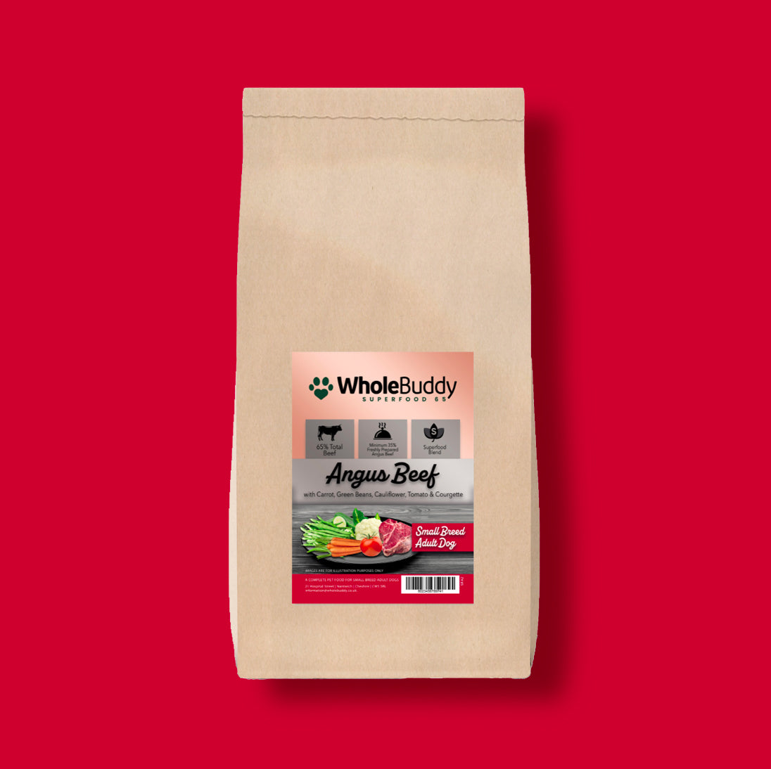 Superfood 65 Angus Beef with Carrot, Green Beans, Cauliflower, Tomato & Courgette Small Breed Adult Dog