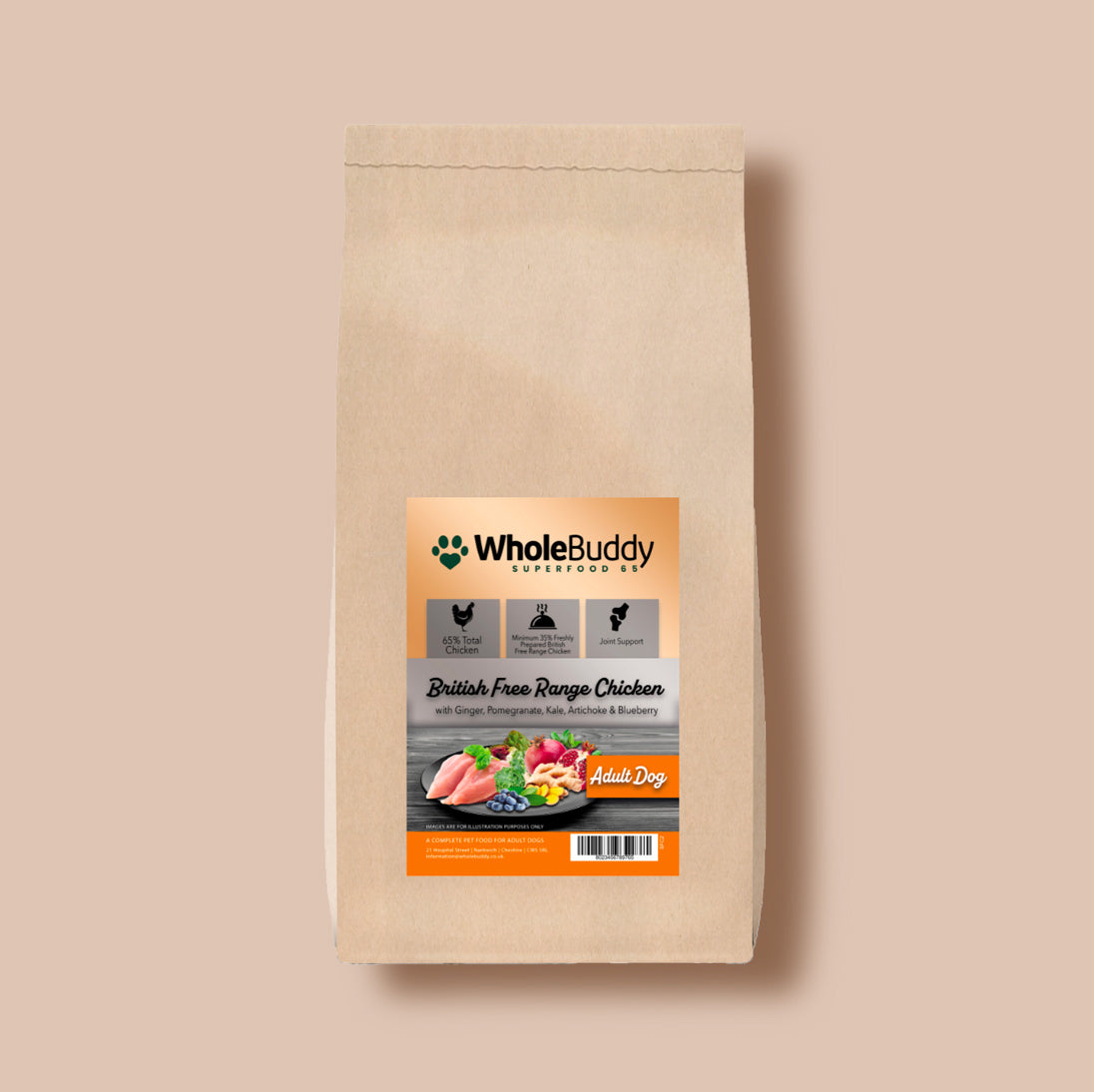 British Free-Range Chicken with Ginger, Pomegranate, Kale, Artichoke & Blueberry