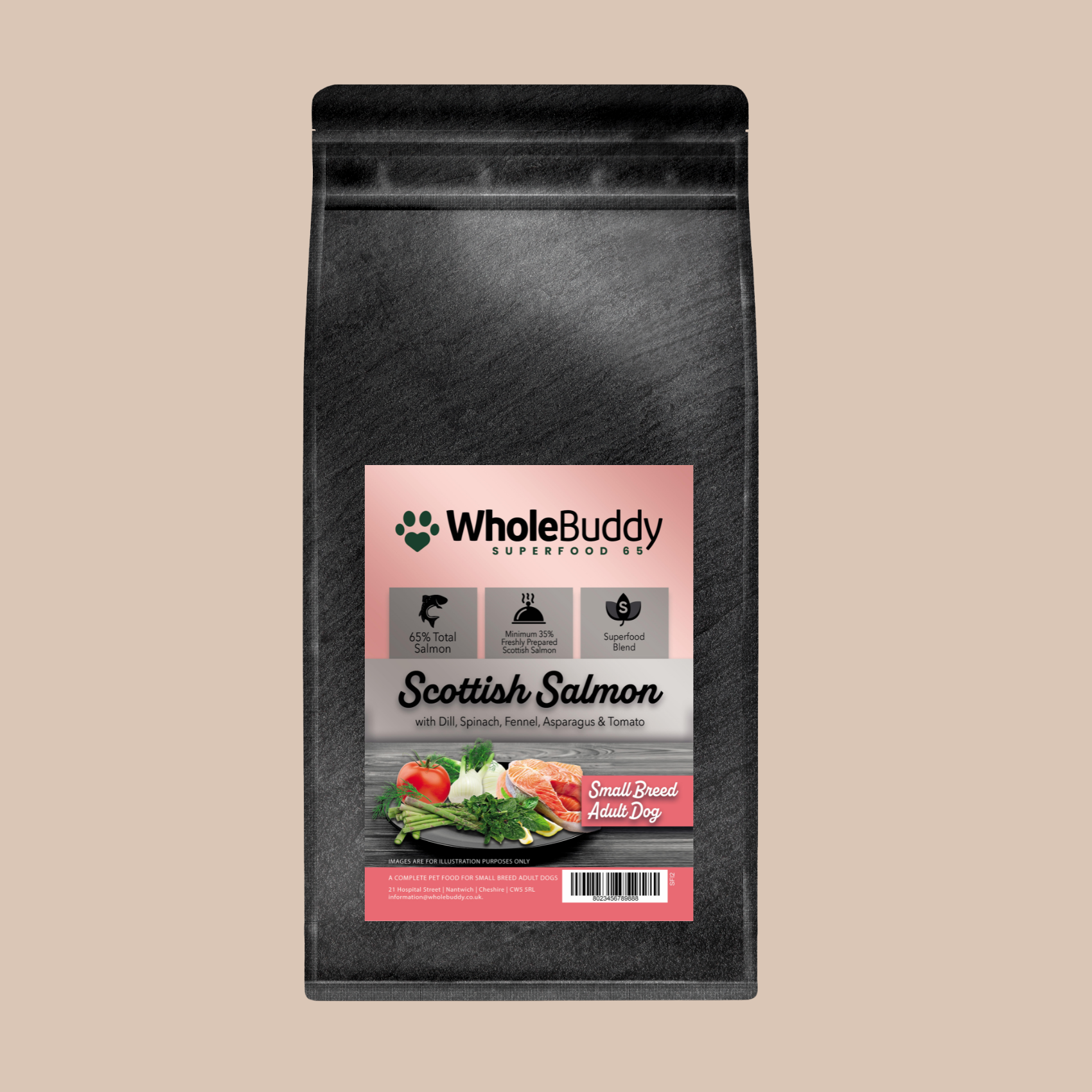 Superfood 65 Scottish Salmon with Dill, Spinach, Fennel, Asparagus & Tomato Small Breed