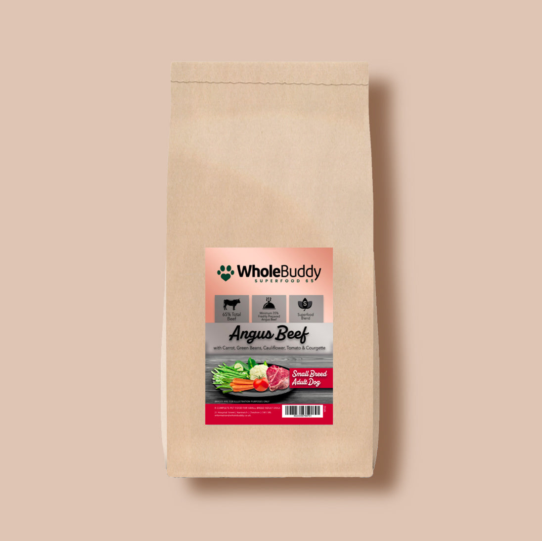 Superfood 65 Angus Beef with Carrot, Green Beans, Cauliflower, Tomato & Courgette Small Breed Adult Dog