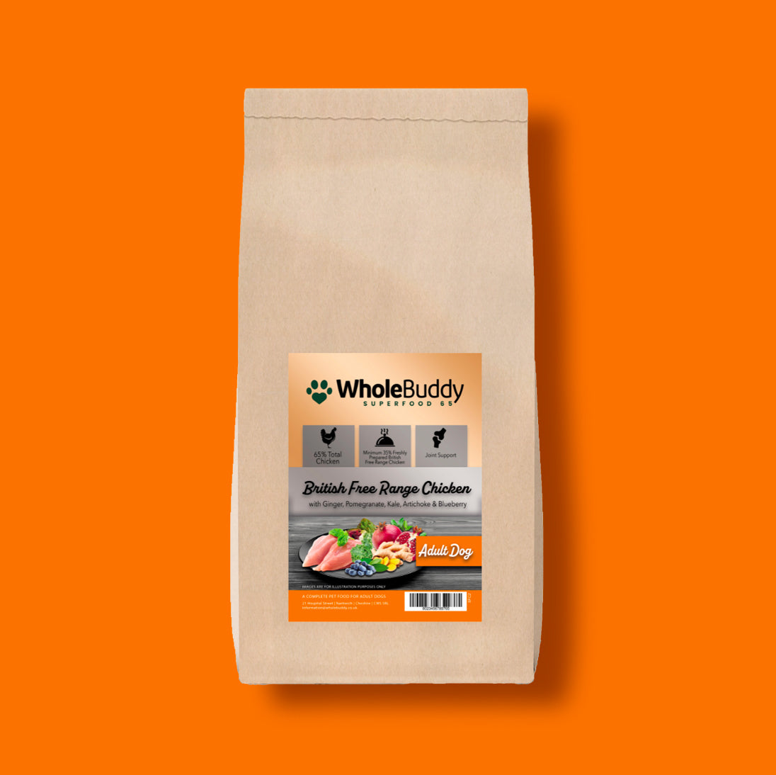 British Free-Range Chicken with Ginger, Pomegranate, Kale, Artichoke & Blueberry