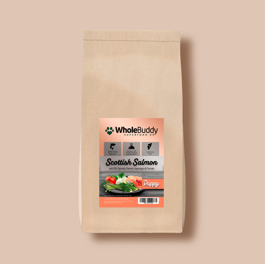 Superfood 65 Puppy Scottish Salmon with Dill, Spinach, Fennel, Asparagus & Tomato