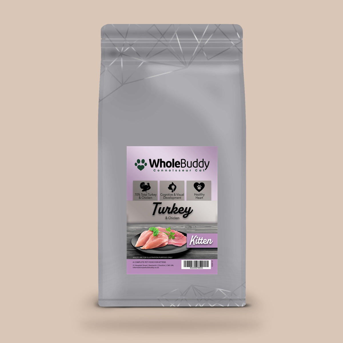 WholeBuddy Connoisseur Cat Kitten Turkey & Chicken dry kitten food bag