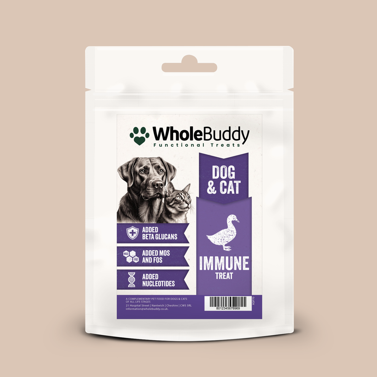 WholeBuddy Immune Treats for dogs and cats, 70g pouch