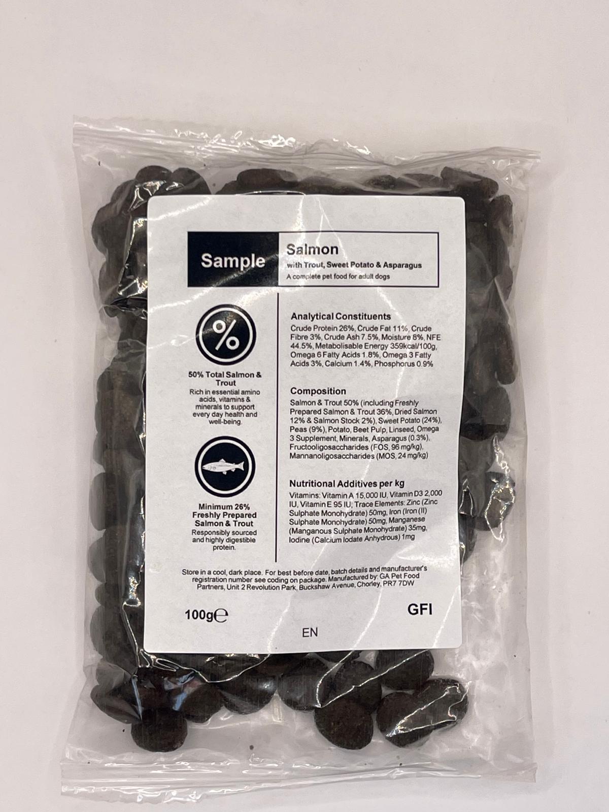 Grain Free Salmon with Trout, Sweet Potato & Asparagus